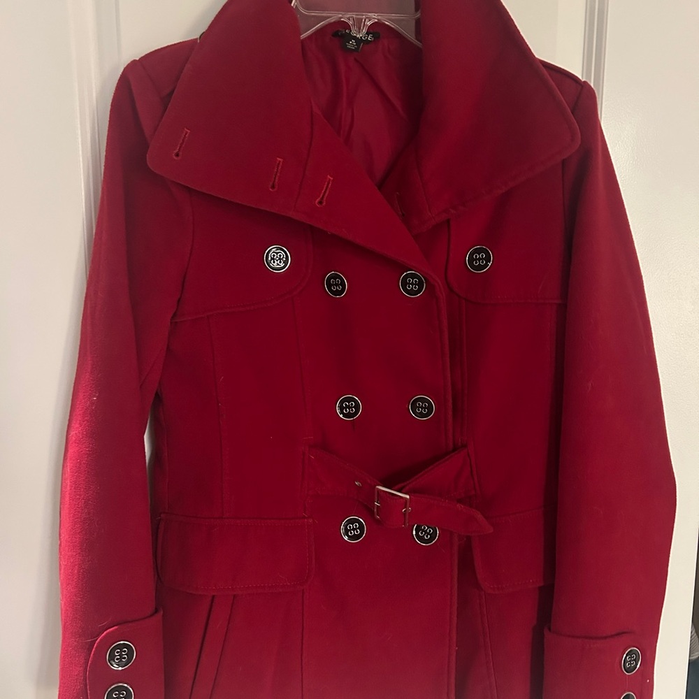 George Women's Vibrant Red Pea Coat